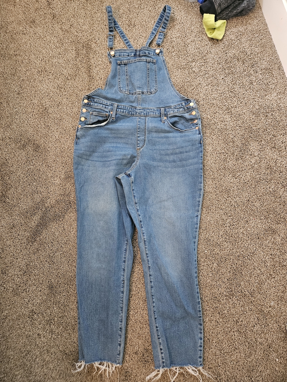 Universal Thread Light Blue Denim Overalls with Frayed Hems